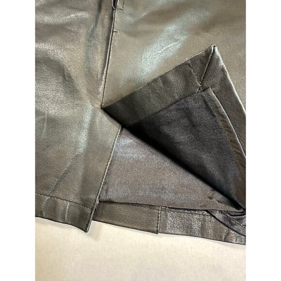 VTG 100% Leather Skirt USA Extreme Biker Black Size 9/10 Goth Festival EDM Rock - Picture 9 of 11